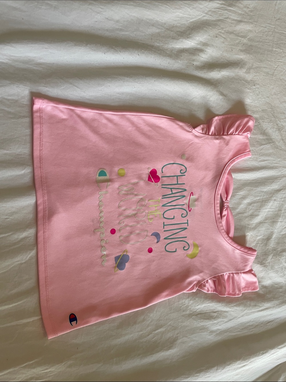 Champion Pink Graphic Flutter Sleeve Tank - 'Changing the World'